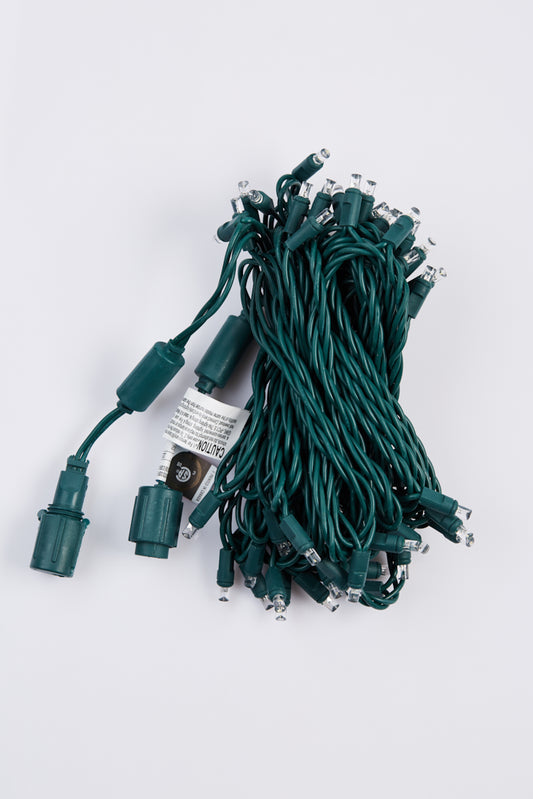 5mm LED Minilight String - 50 lights 6" Space (Green Wire)