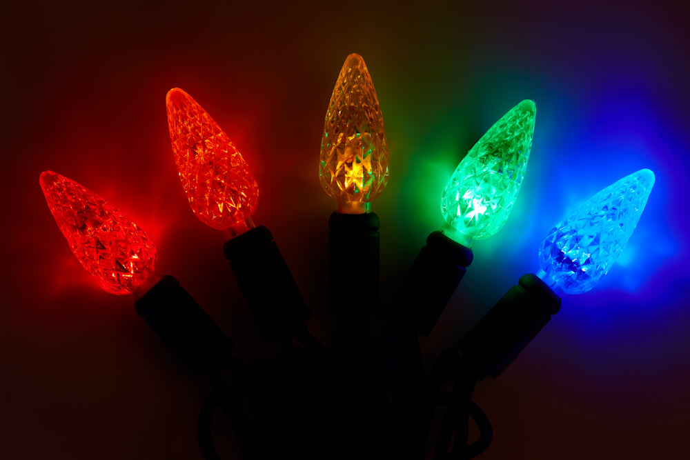 C6 LED String Lights 50 lights (Green Wire) - Click for Colour Options